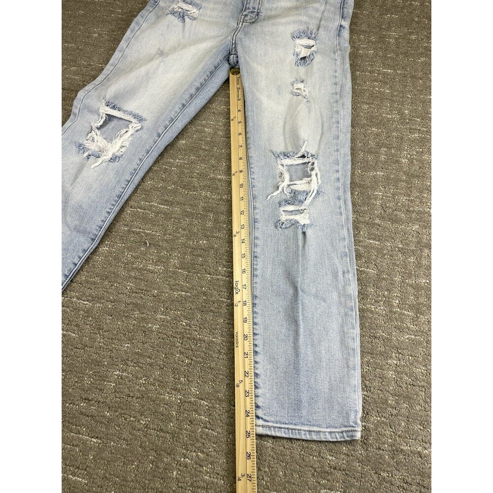 Eunina Tori women’s size 5 high rise mom Jean, crop light wash distressed jeans - Picture 3 of 11